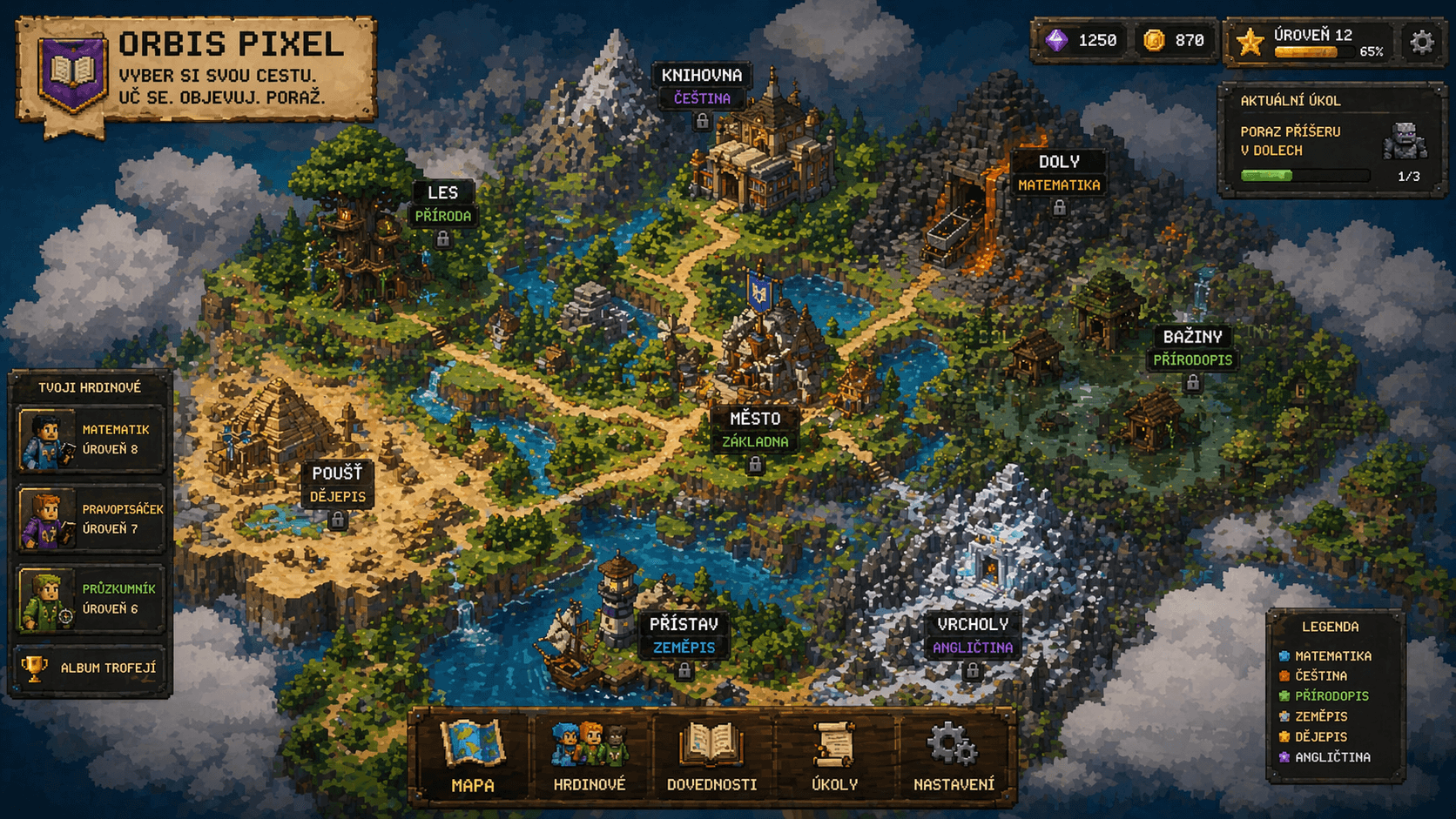 Orbis Pixel – pixel-artová mapa světa